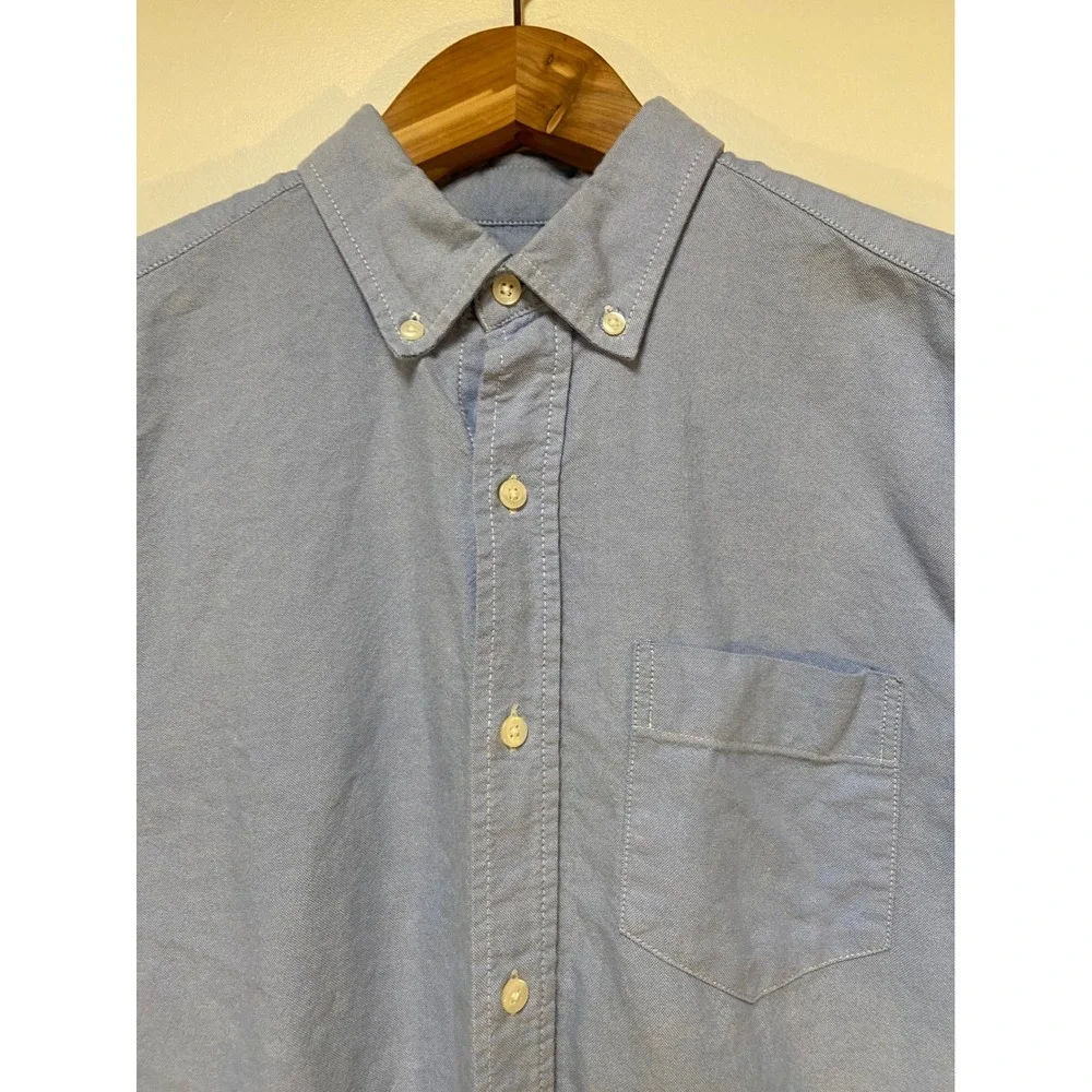 Gap Oxford Shirt Boys Medium Blue Chambray Slim Fit Long Sleeve Button Down